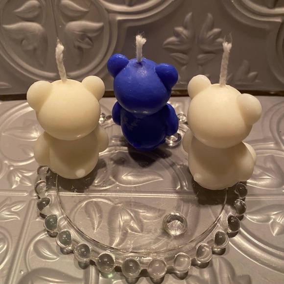 Set of 3 little Handmade Teddy Bear Shaped Birthday Candle never used brand new - Picture 2 of 3